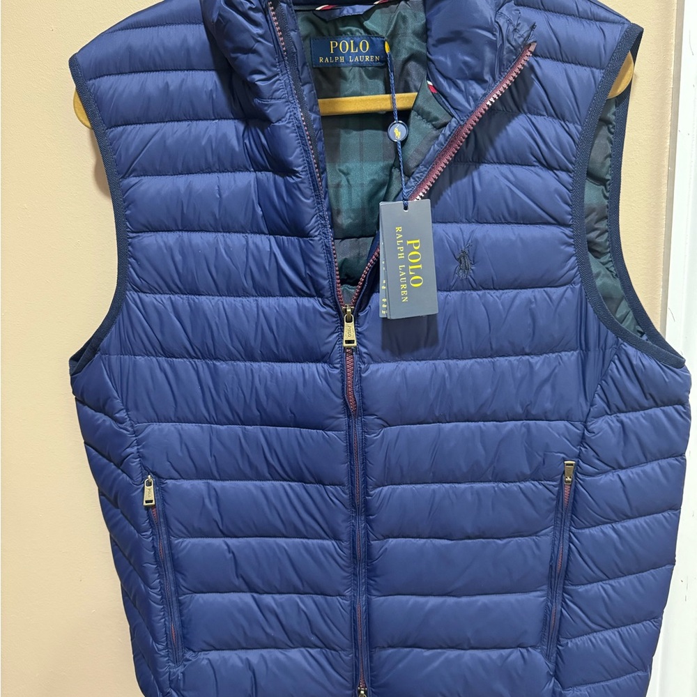 Polo by Ralph Lauren Men's Blue Puffer Vest. Packable. MEDIUM.
